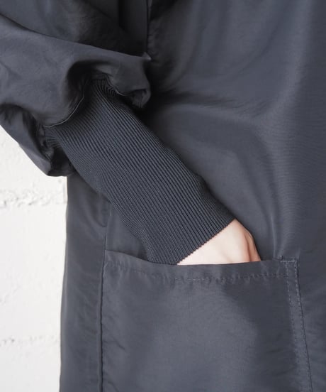 REMAKE Knit Cuff Nylon Snap Jacket BK