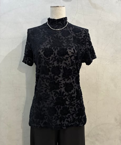 Opal Velour s/s Mock Neck Tops BK