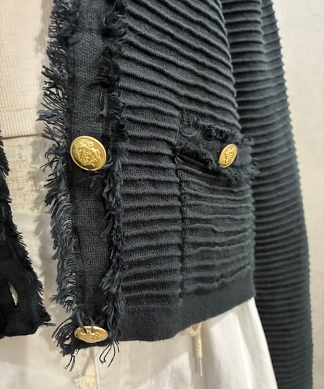 J.CREW Fringe Trim Collarless Jacket BK