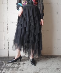 Ruffled Tulle Long Skirt BK
