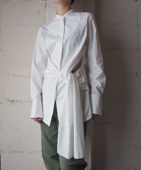 Phillip Lim Asymmetric Tie Design Band Collar Shirt WH
