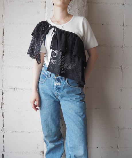 Multi Way Overdyed Lace Apron BK