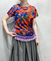 tricot COMME des GARÇONS Geometric Pattern Sheer Tee OR BL PUR