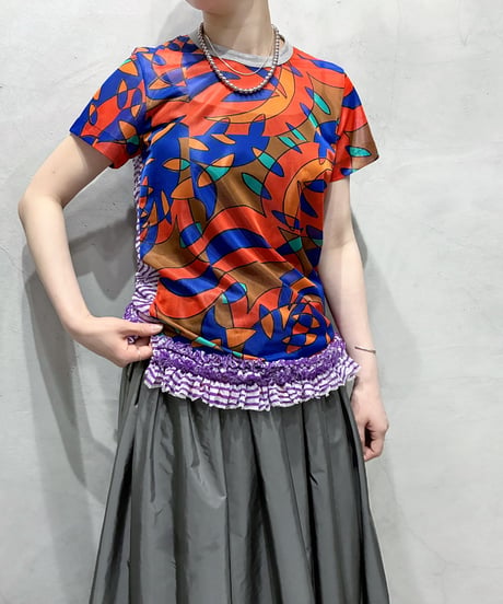 tricot COMME des GARÇONS Geometric Pattern Sheer Tee OR BL PUR