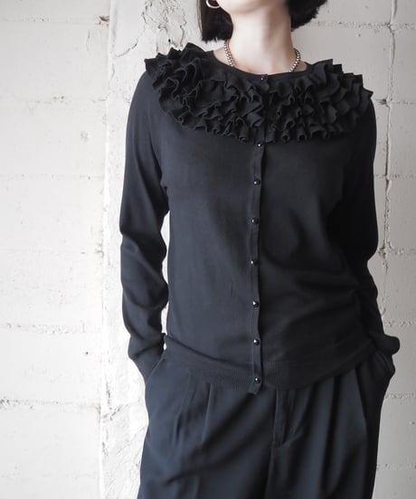 LAUREN RALPH LAUREN Frill Design Knit Cardigan BK