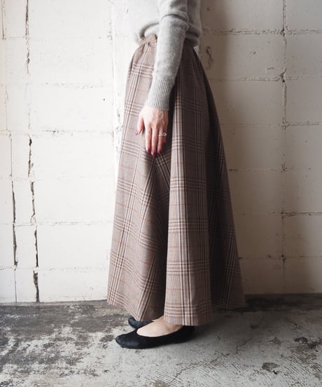 Plaid Flared Long Skirt BR