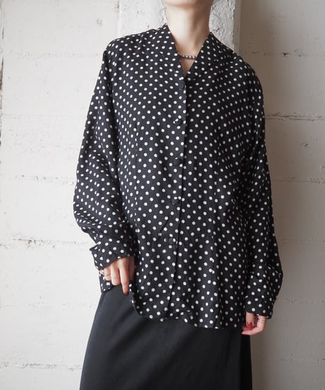 Polka Dot Small Collar Blouse BKWH