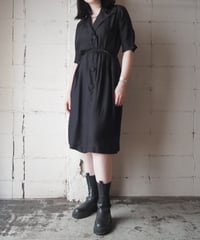 1950-60's Vintage Half Sleeve Open Collar Pleated DressBK