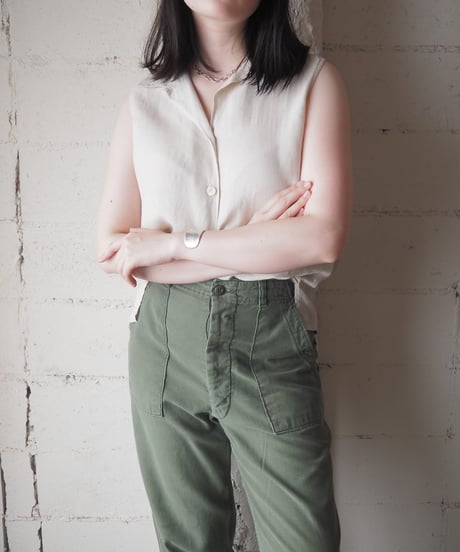 MAX&Co. Open Collar Sleeveless Linen Shirt LBE