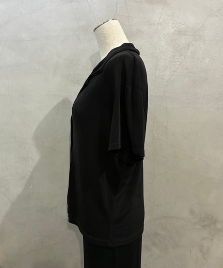 Open Collar Short Sleeve Easy Shirt BK