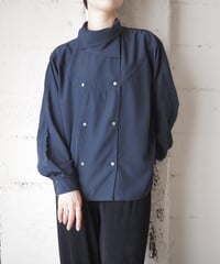 HUCKE Asymmetric Collar Double Breasted Blouse NV
