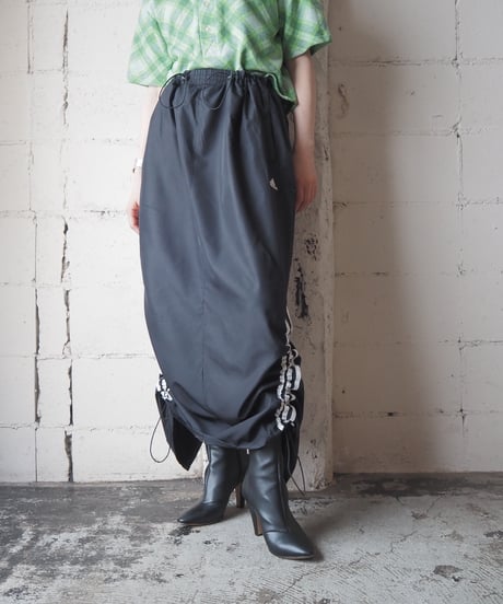 Remake adidas Drawstring Track Skirt BK WH
