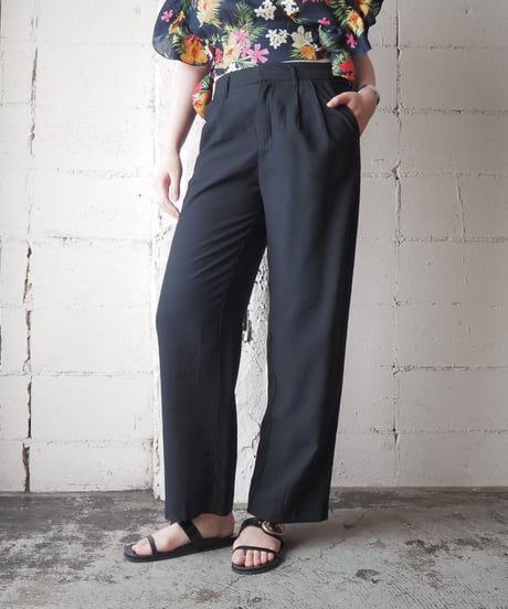 2Tuck Rayon Poly Wide Pants BK