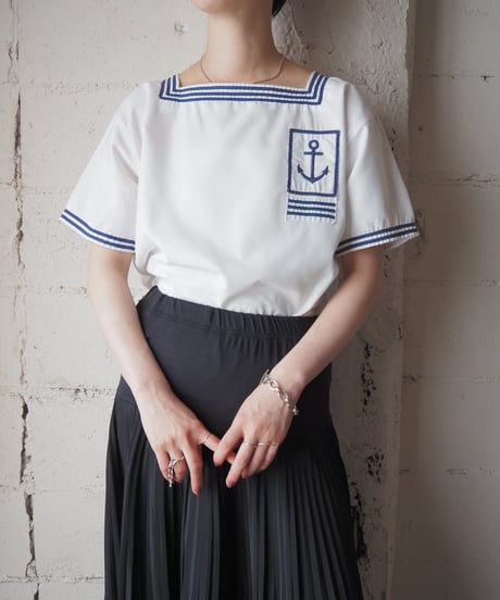 1980's French Navy Sailor Shirt WH NV