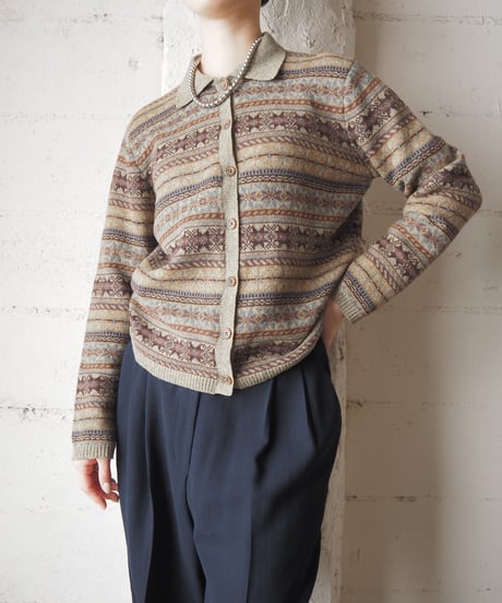 LAUREN RALPH LAUREN PETITE Nordic Pattern Knit Cardigan BR BE BL