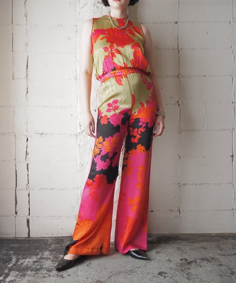 Botanical Print Sleeveless Jumpsuit YE OR BK PI