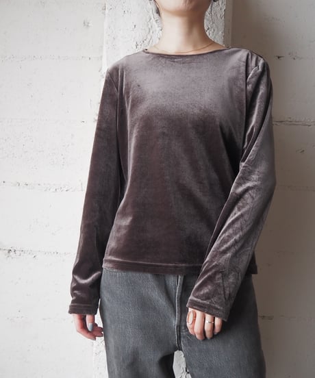 Crew Neck Velour Tops BR