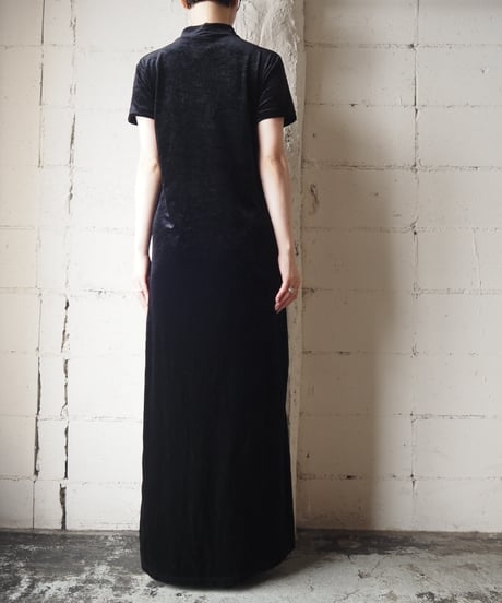 Mock Neck S/S Velour Dress BK