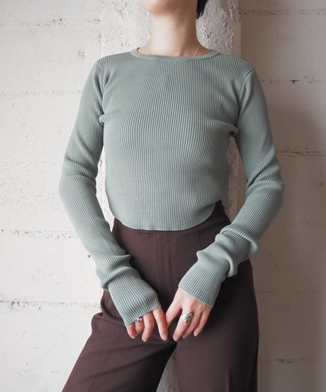 Curve Hem Cropped Rib Knit LGN