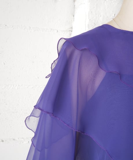 Sheer Tiered Cape Blouse PUR