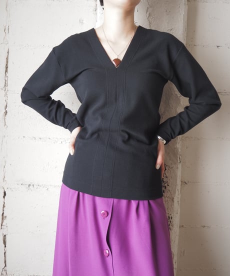 1980's Plantation V Neck Rib Cutsewn Dead Stock BK