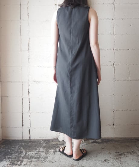 A Line Sleeveless Pocket Dress BK