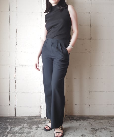 Mock Neck Sleeveless Rib Knit BK