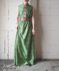 1970's Emilio Borghese Pattern Sleeveless Maxi Dress YGN