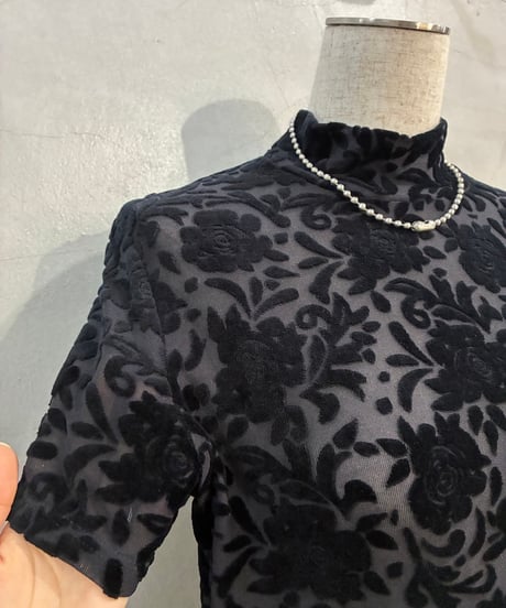 Opal Velour s/s Mock Neck Tops BK