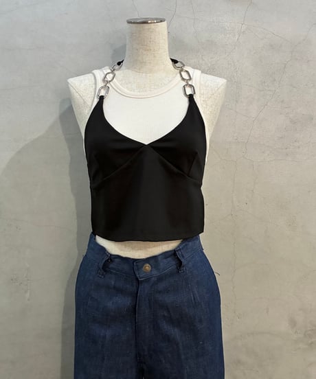 Metal Ring Halter Neck Top BK SV