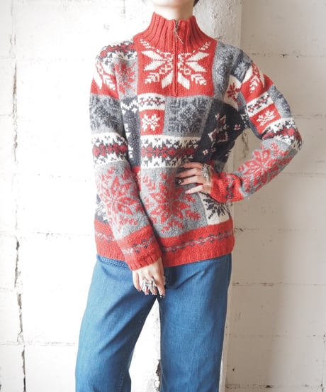 LAUREN Nordic Pattern Half Zip Sweater REGNNV