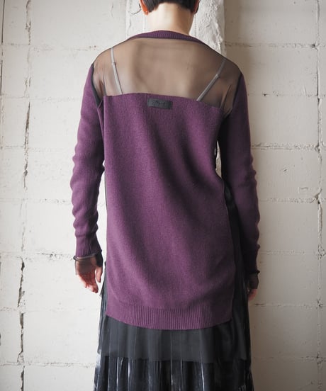 DIESEL Mesh Switching Knit Tops PURBK