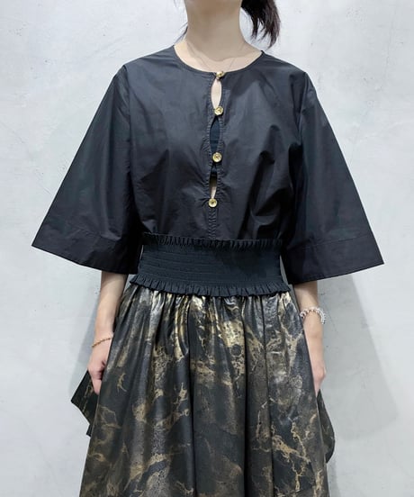 GANNI Cut Out Popin Blouse BK