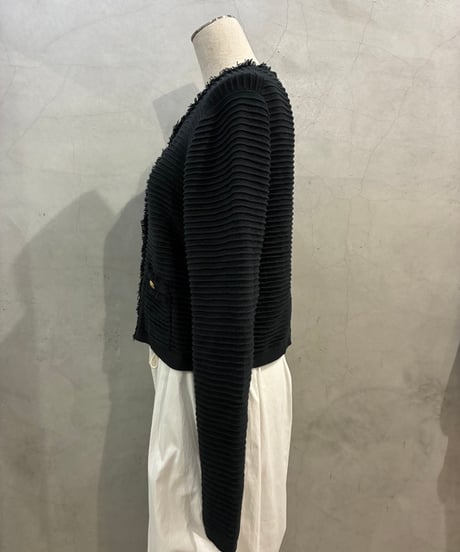 J.CREW Fringe Trim Collarless Jacket BK