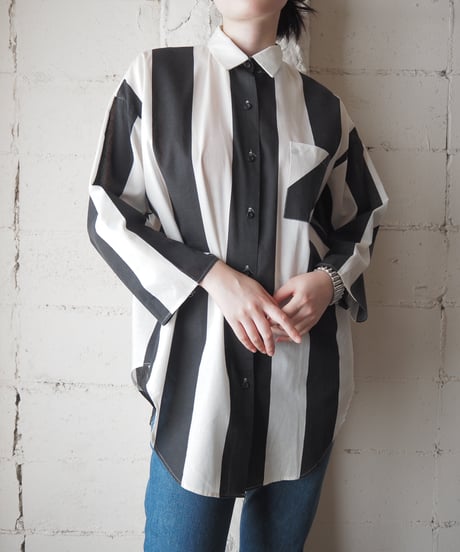 Made in USA Color Block Striped Shirt BKIV