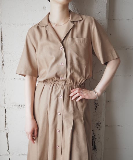 Open Collar Silk Shirt Dress BE
