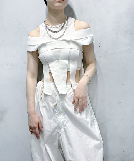 Woven Band Design Top WH