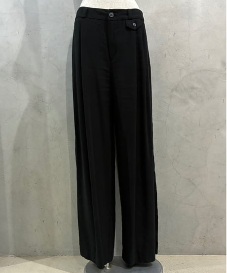 a new day Tuck Wide Rayon Mix Pants BK
