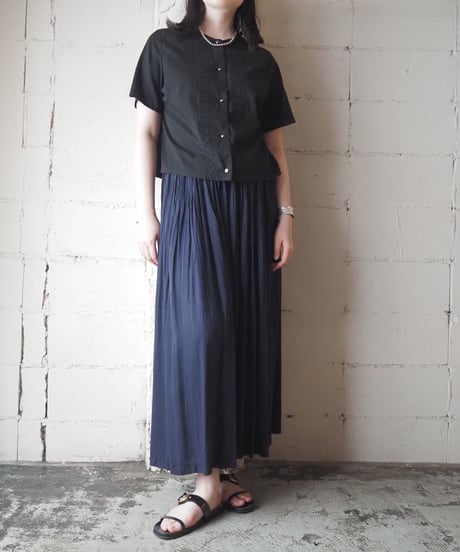 1960's Euro Overdyed Embroidered Cutwork Blouse BK
