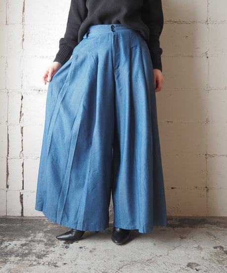 Denim Tuck Wide Pants BL