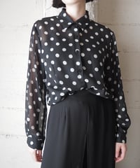 Made in USA Sheer Dot Shirt BK WH