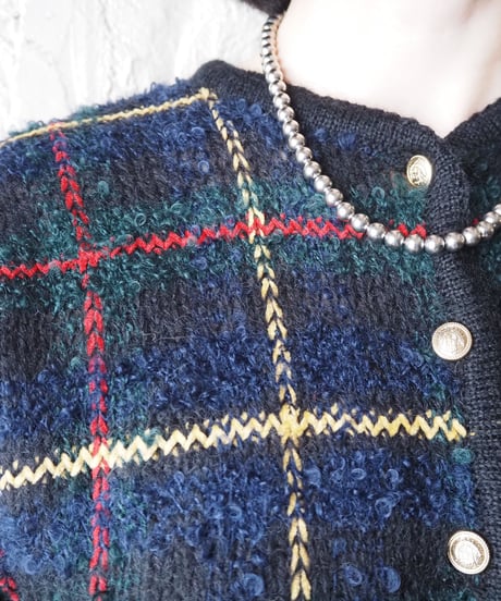 Tartan Plaid Knit Cardigan BKGN