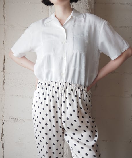 Plaid Stitch Short Sleeve Rayon Shirt WH