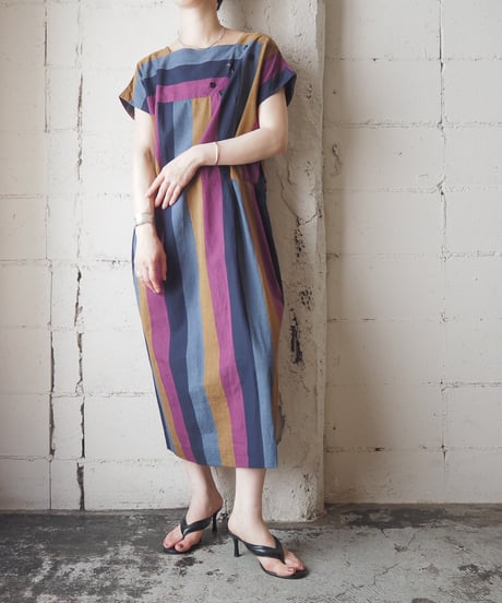 1970-80's Nancy Wayne Stripe Dress PURNVGR