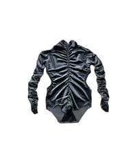 Cutout Design Velour Shirring Bodysuit LBL