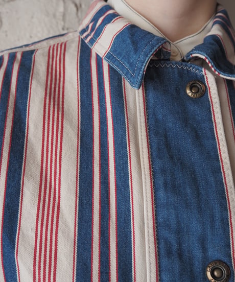 LAUREN JEANS CO. Multi Stripe Denim Coverall Jacket BLIVRE