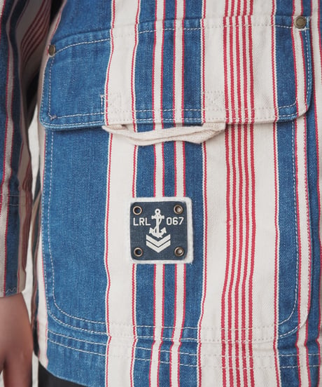 LAUREN JEANS CO. Multi Stripe Denim Coverall Jacket BLIVRE