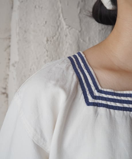 1960-70's French Navy Linen Shirt WH NV