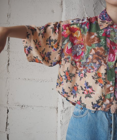 bonjour Crazy Pattern Cropped Shirt PI