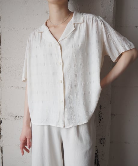 1960-70's Embroidery Open Collar Shirt IV